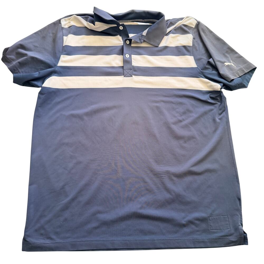 Puma Golf Blue Striped Polo Shirt - Great Condition!